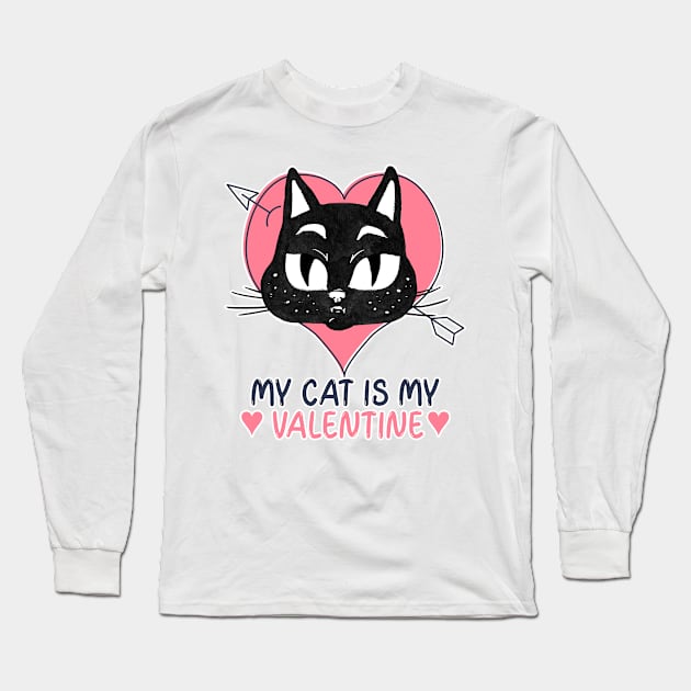 My Cat is my Valentine Long Sleeve T-Shirt by Willard-Morris